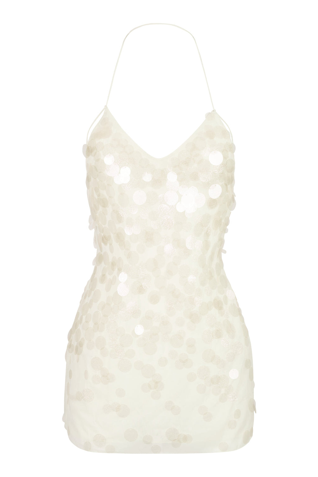 Chic Embellished Mini Dress in Pearl