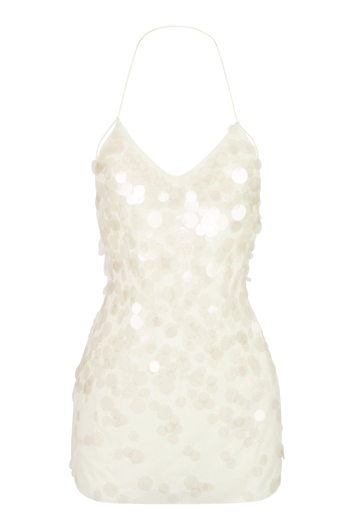 Chic Embellished Mini Dress in Pearl