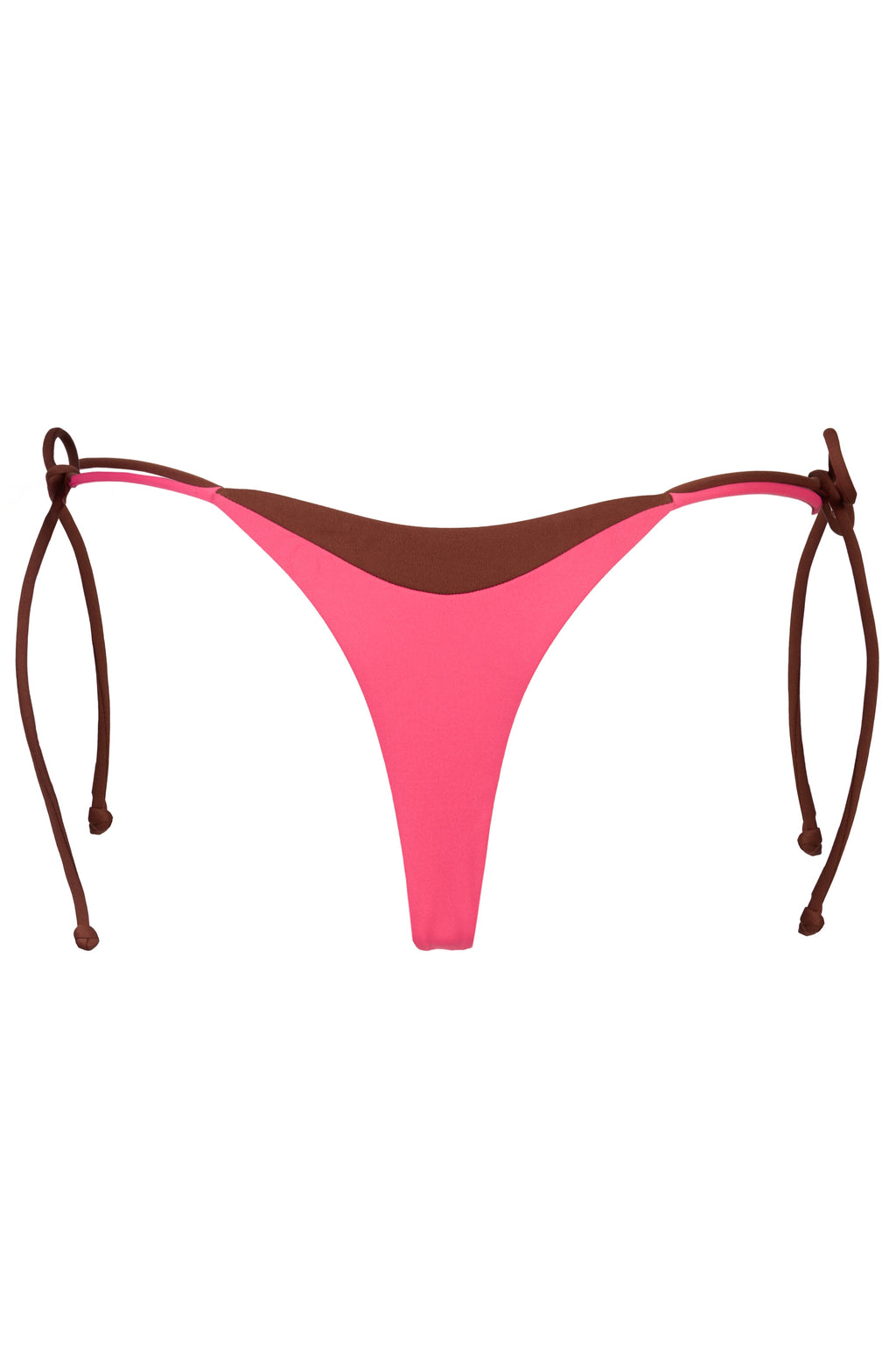 Chic Tie-Side Thong Bikini Bottoms in Pink Contrast