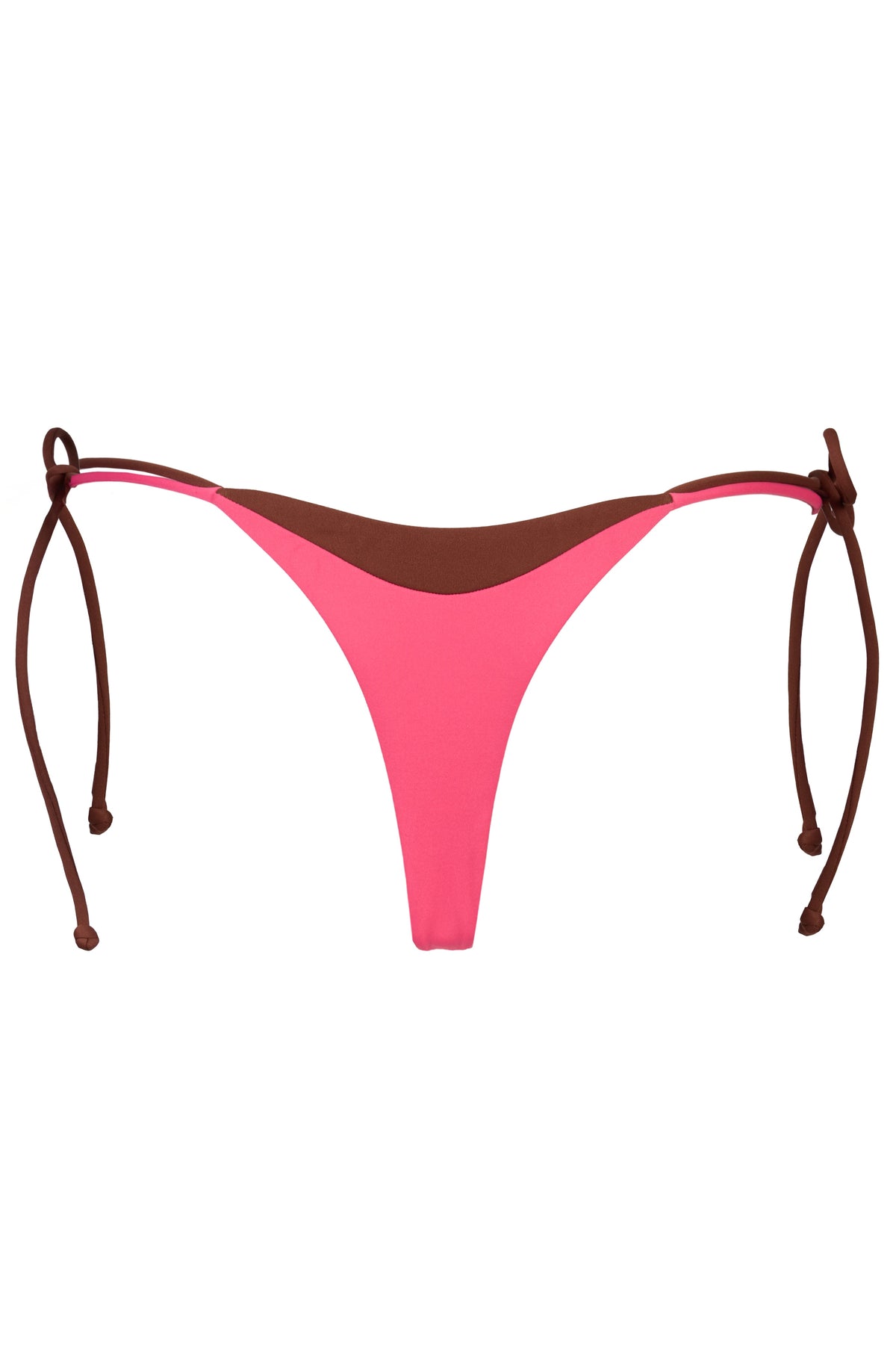 Chic Tie-Side Thong Bikini Bottoms in Pink Contrast