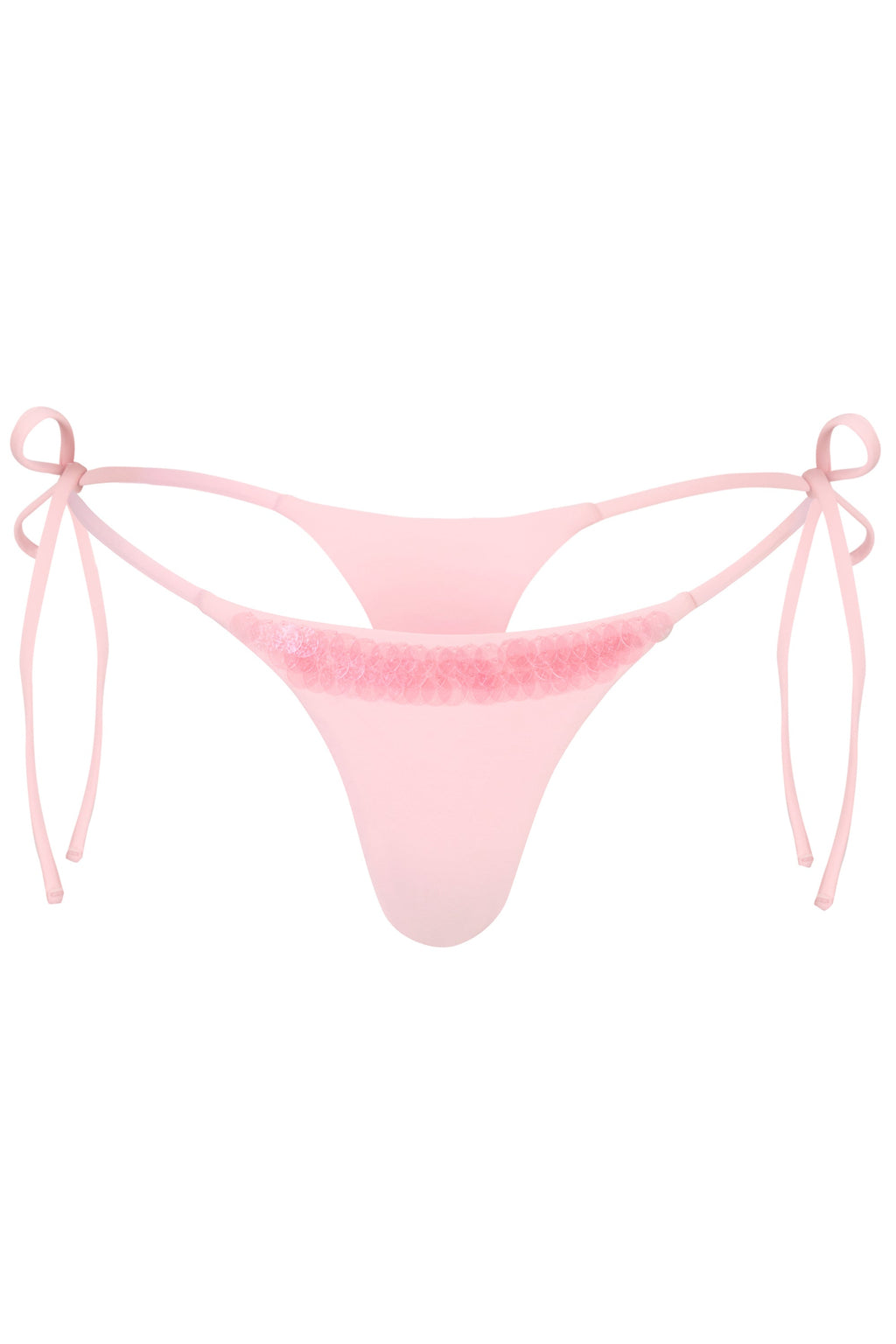 Chic Side-Tie Thong Bikini Bottoms in Baby Pink