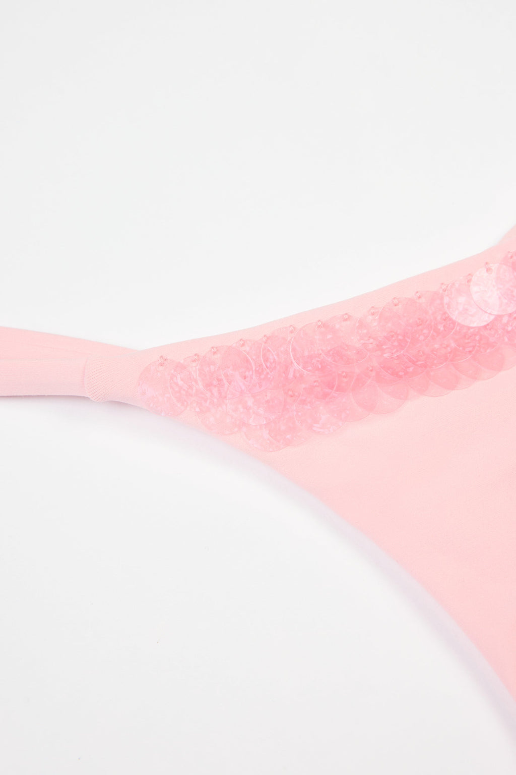 Chic Side-Tie Thong Bikini Bottoms in Baby Pink
