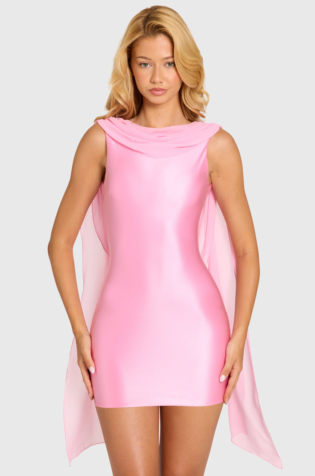 Chic Satin Draped Mini Dress in Blossom