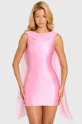 Chic Satin Draped Mini Dress in Blossom