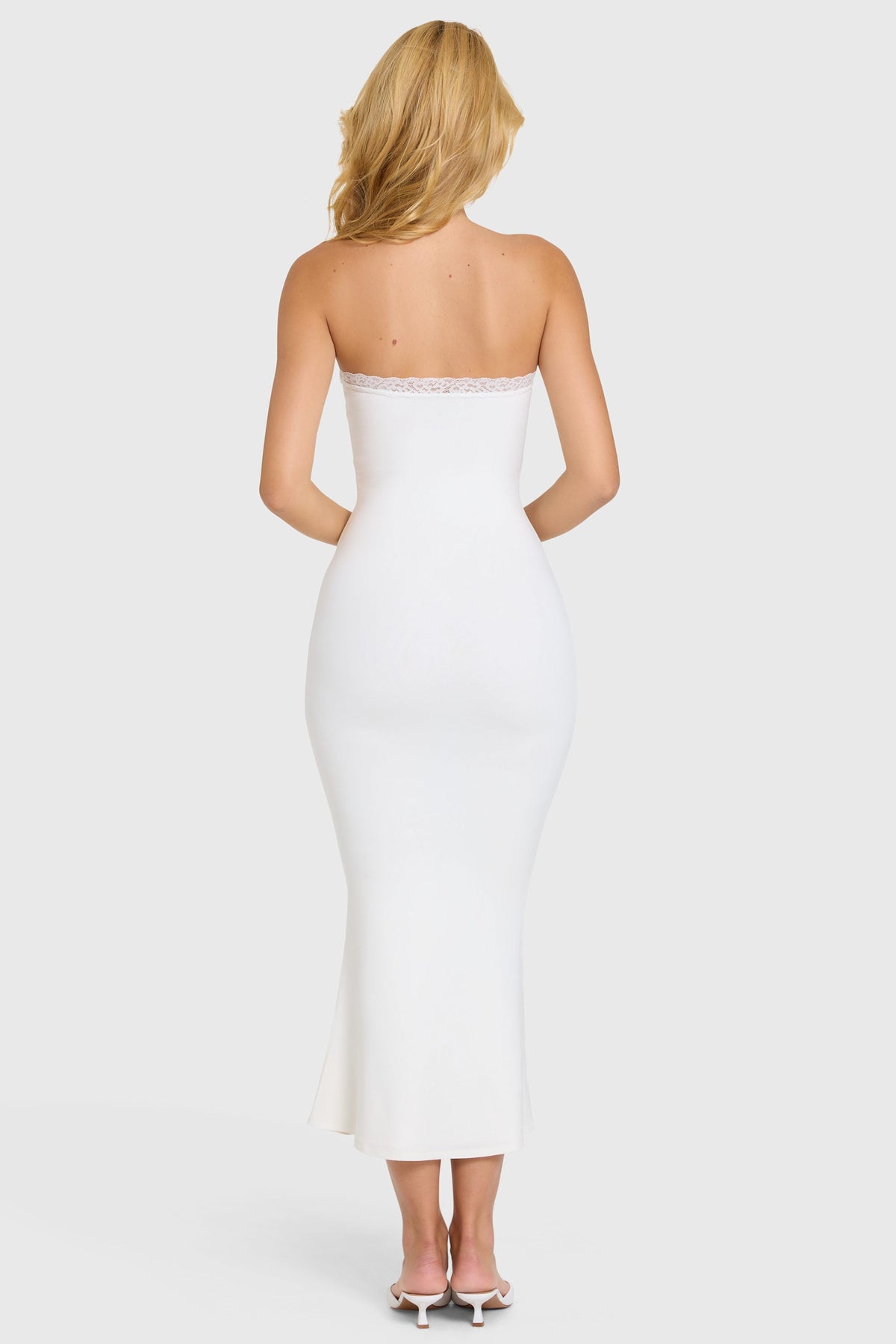 Chic Modal Lace-Trim Midaxi Dress in Coconut