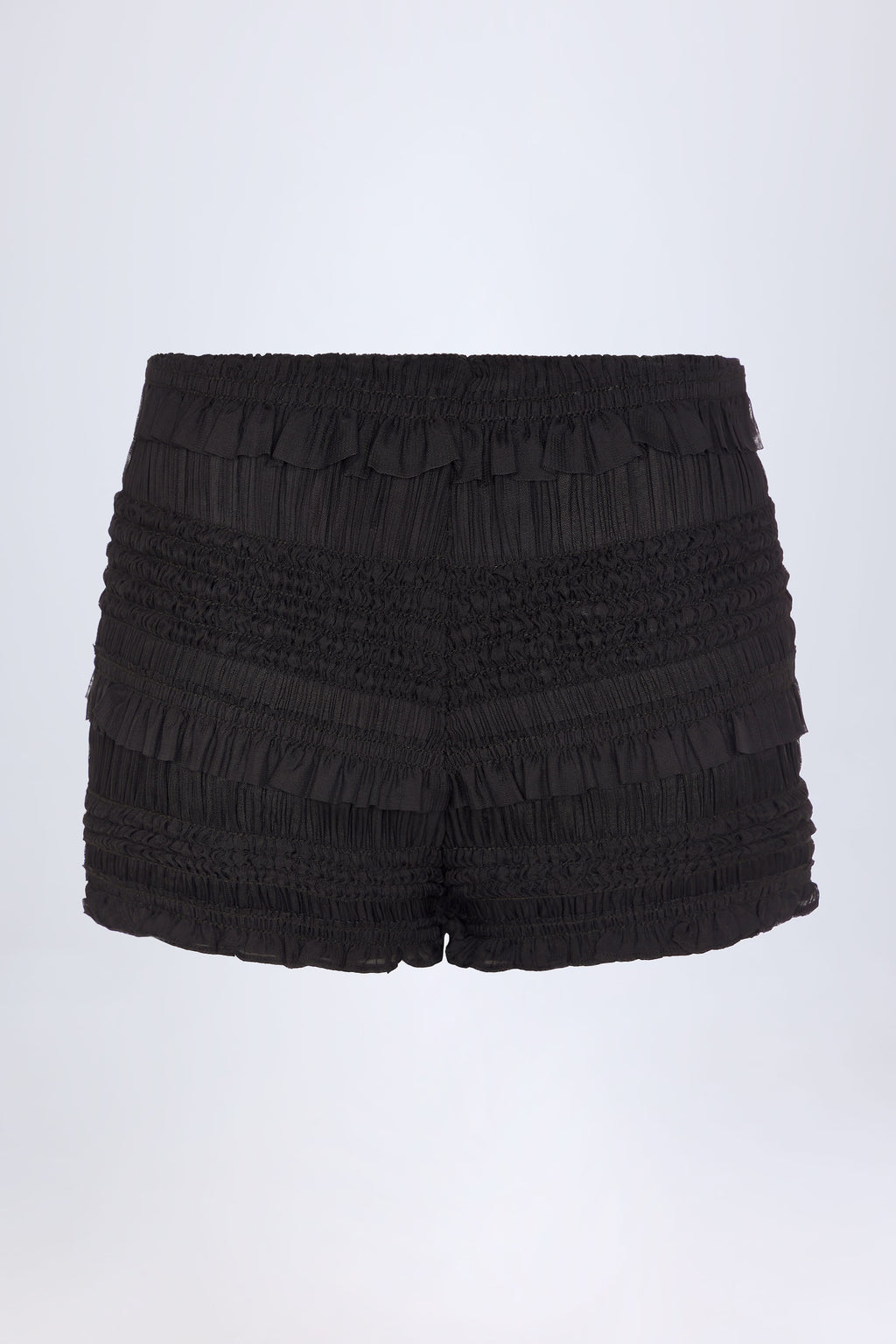 Chic Ruffled Mid-Rise Shorts in Black