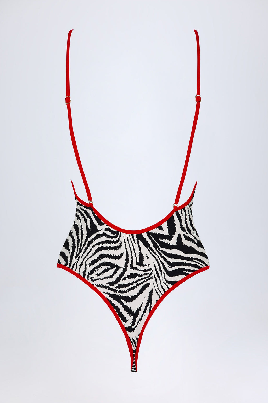 Chic Charm-Detail Cross-Back Swimsuit in Zebra Print