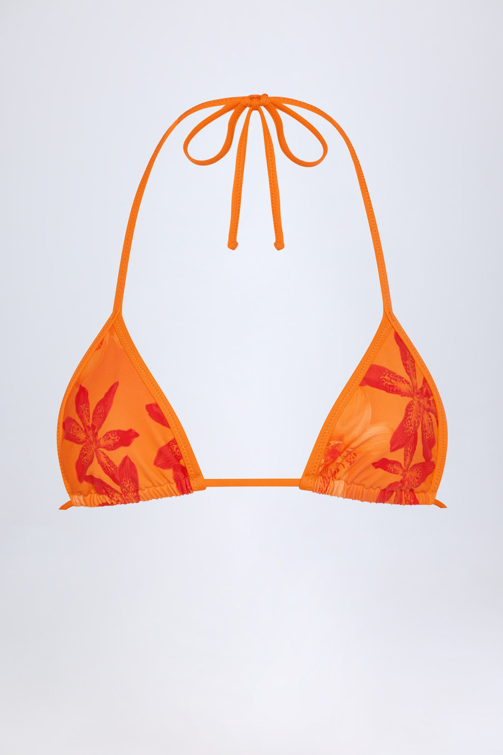 Chic Triangle Bikini Top in Orange Orchid Print