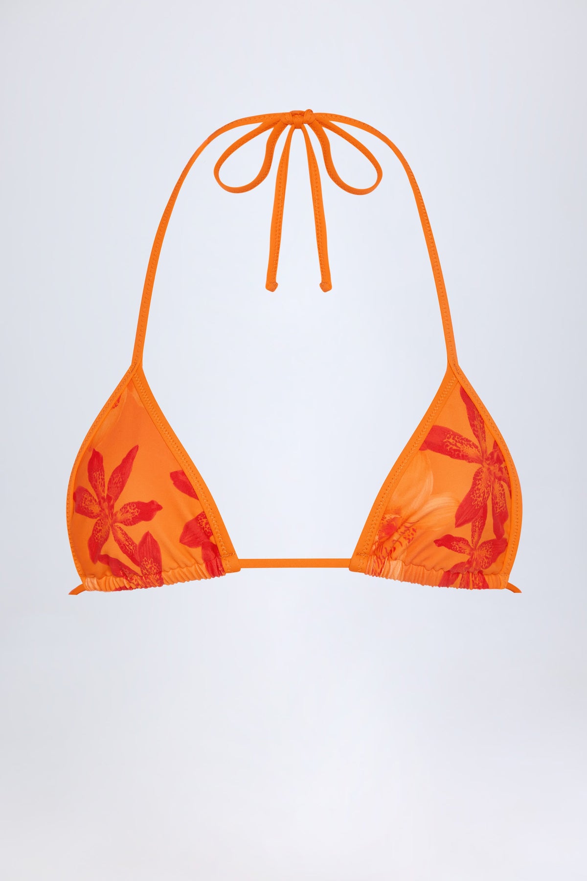 Chic Triangle Bikini Top in Orange Orchid Print