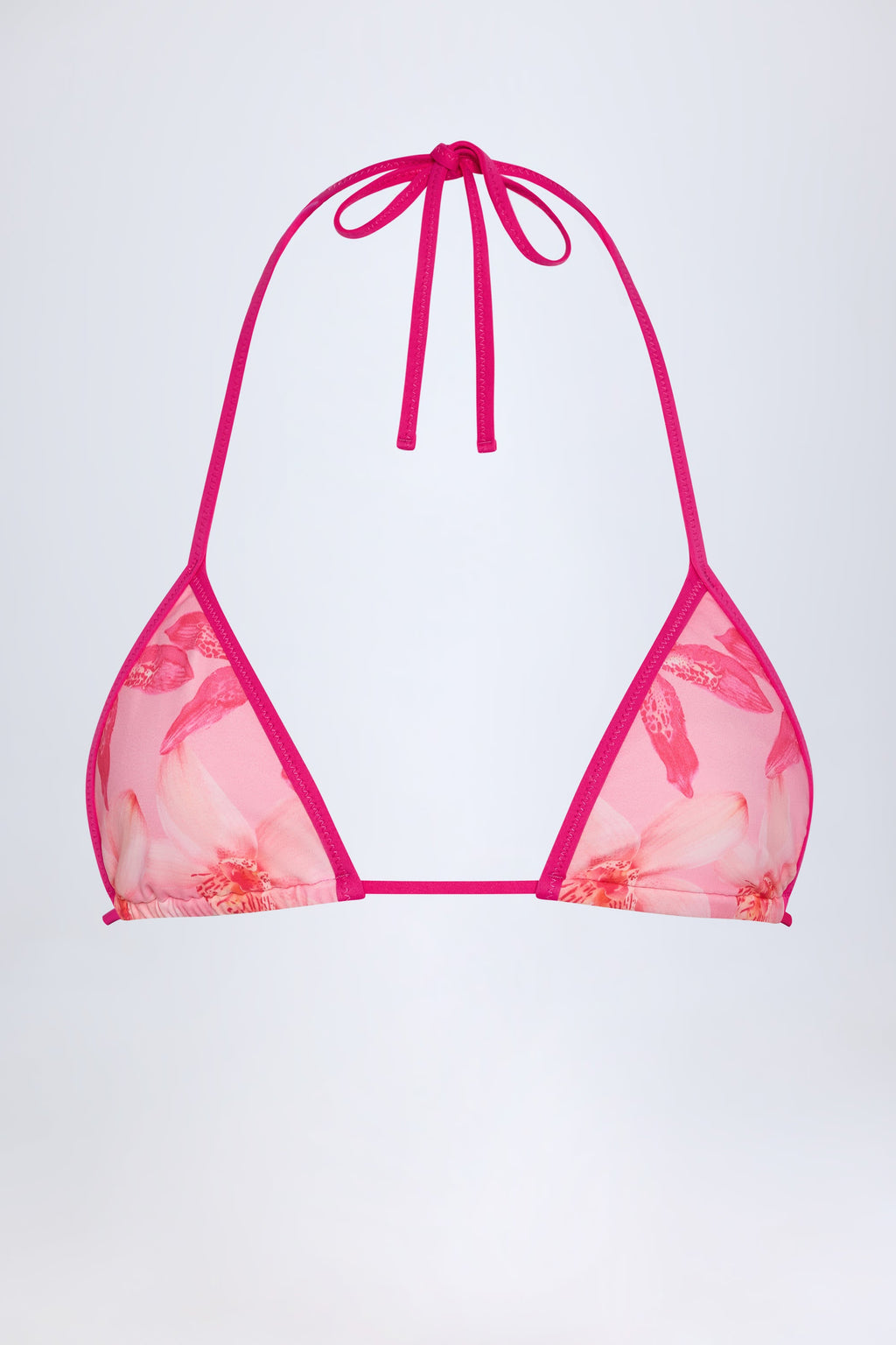 Chic Triangle Bikini Top in Pink Orchid Print