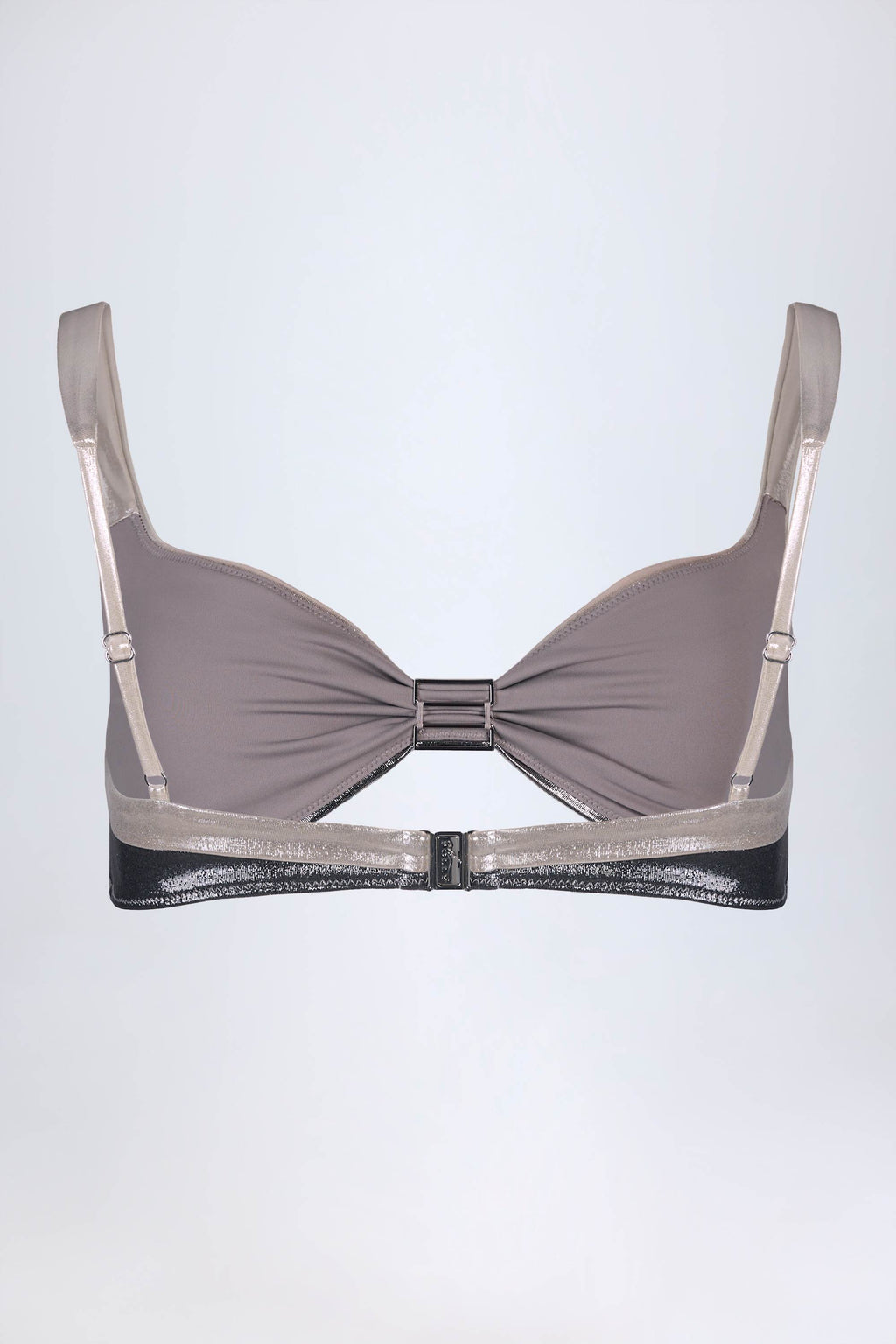 Chic Ruched Bikini Top in Silver Chrome