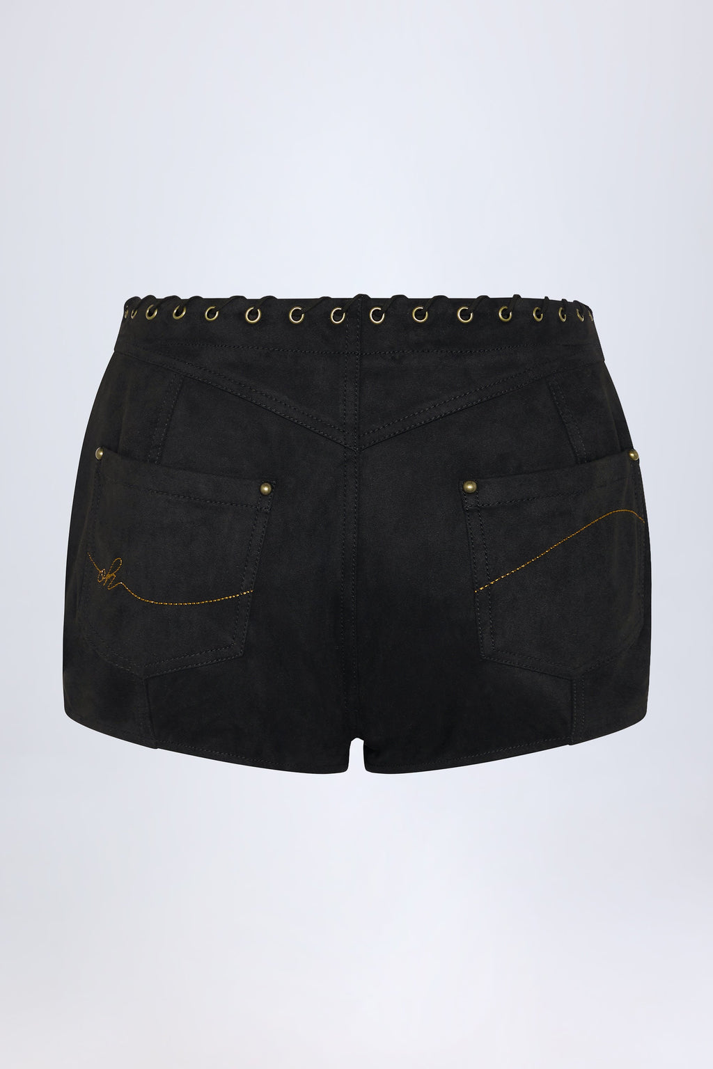 Chic Lace-Up Mid-Rise Shorts in Black