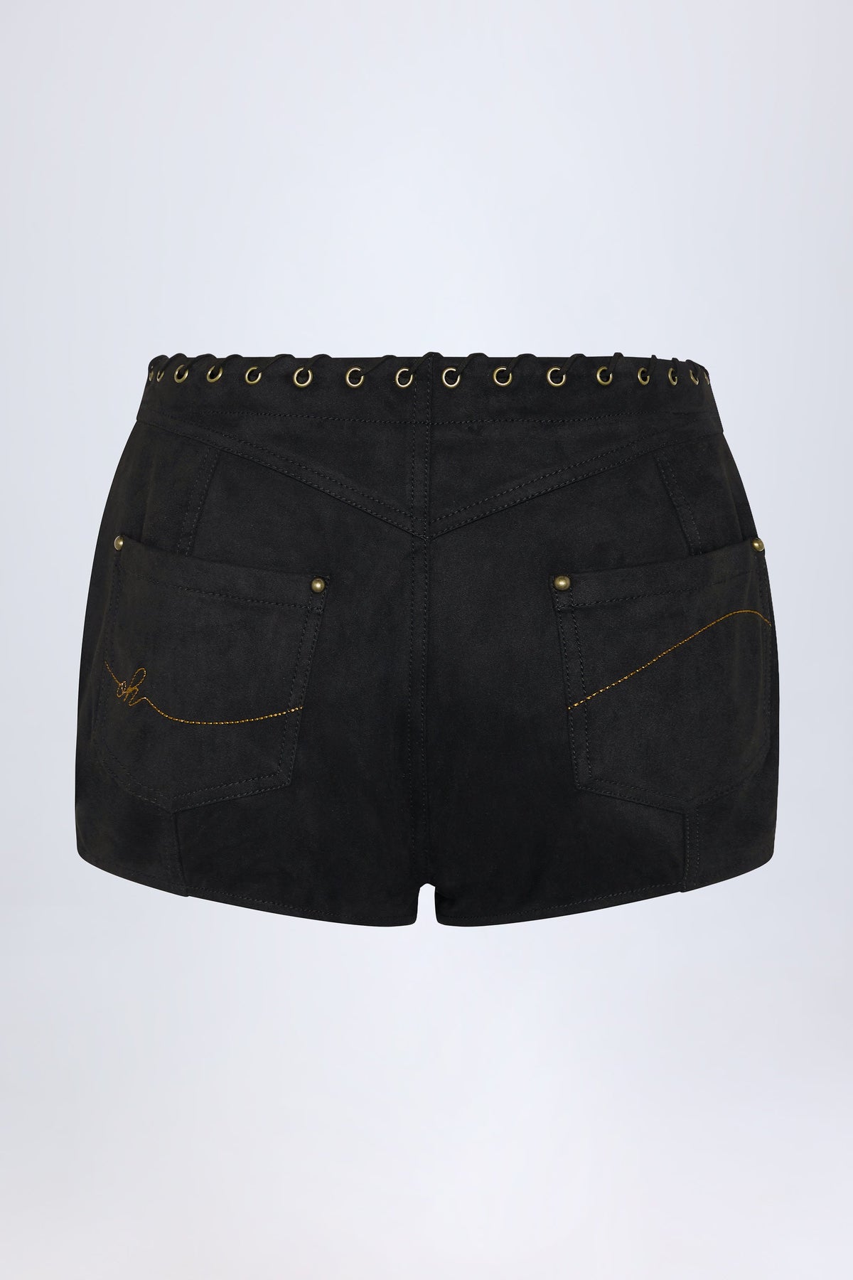 Chic Lace-Up Mid-Rise Shorts in Black