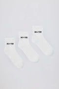 Chic Ribbed Crew Sock Bundle in White