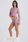Chic Ribbed Knit Tie Mini Shorts in Mauve