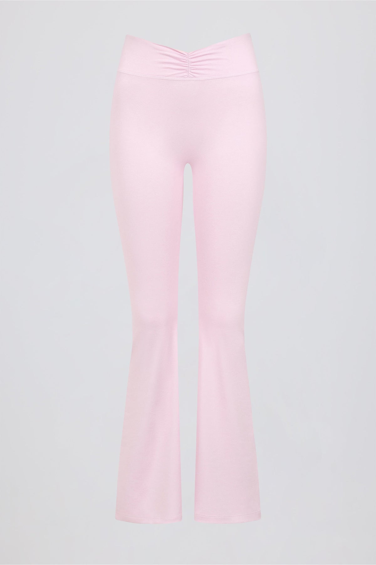 Chic Brushed Jersey Ruched Flared Trousers in Bloom