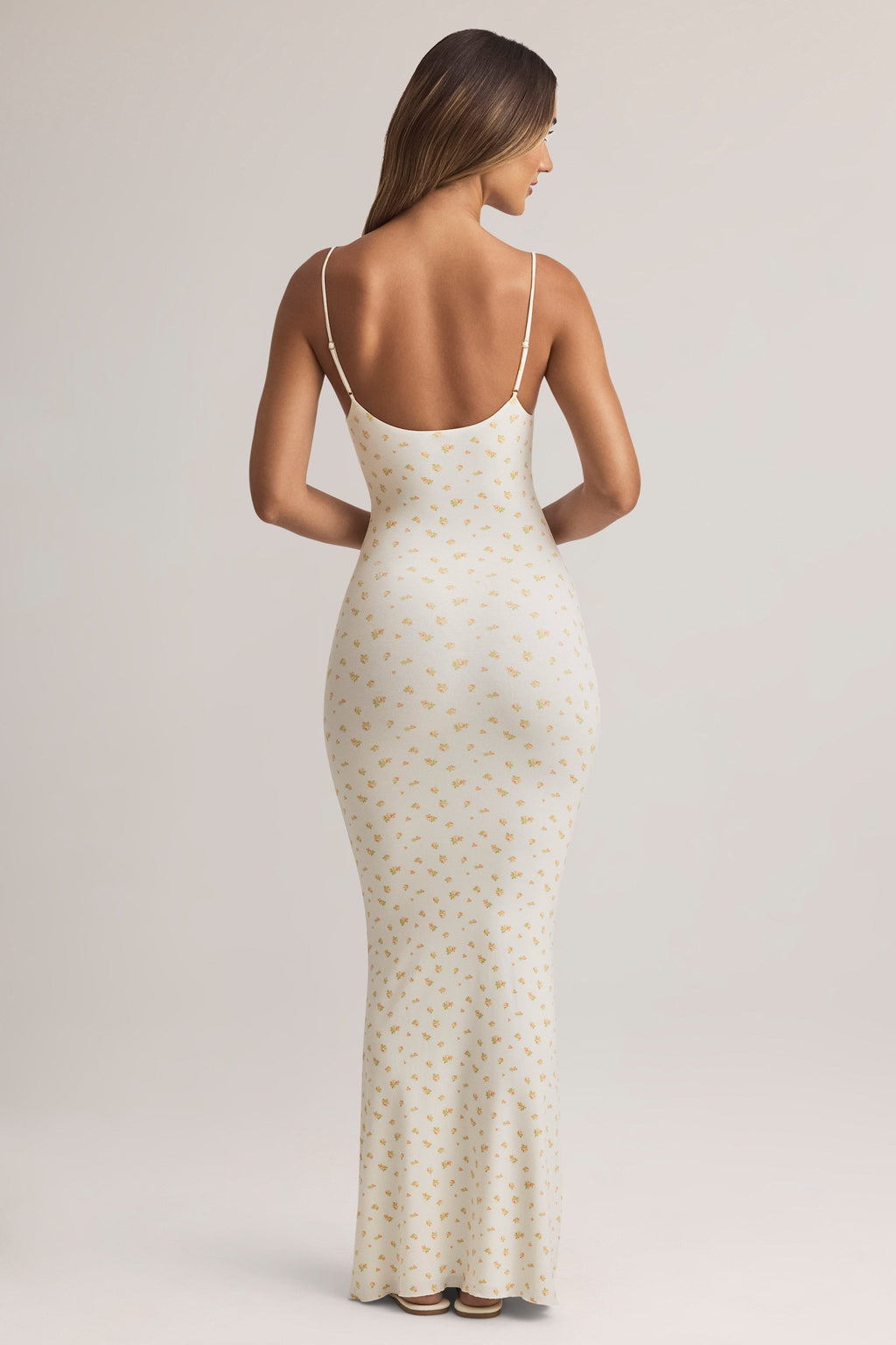 Chic Modal Scoop-Neck Strappy Maxi Dress in Floral Print