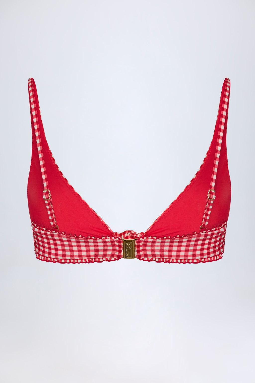 Chic Knot-Detail Bikini Top in Red Gingham
