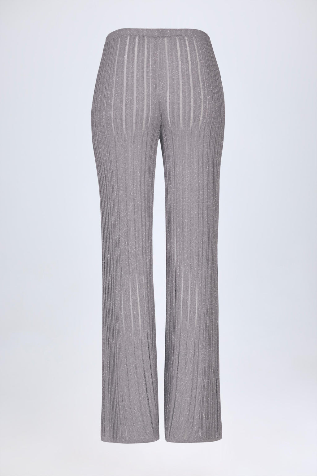 Chic Mid-Rise Flared Trousers in Silver