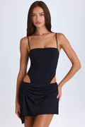 Chic Draped Cut-Out Mini Dress in Black