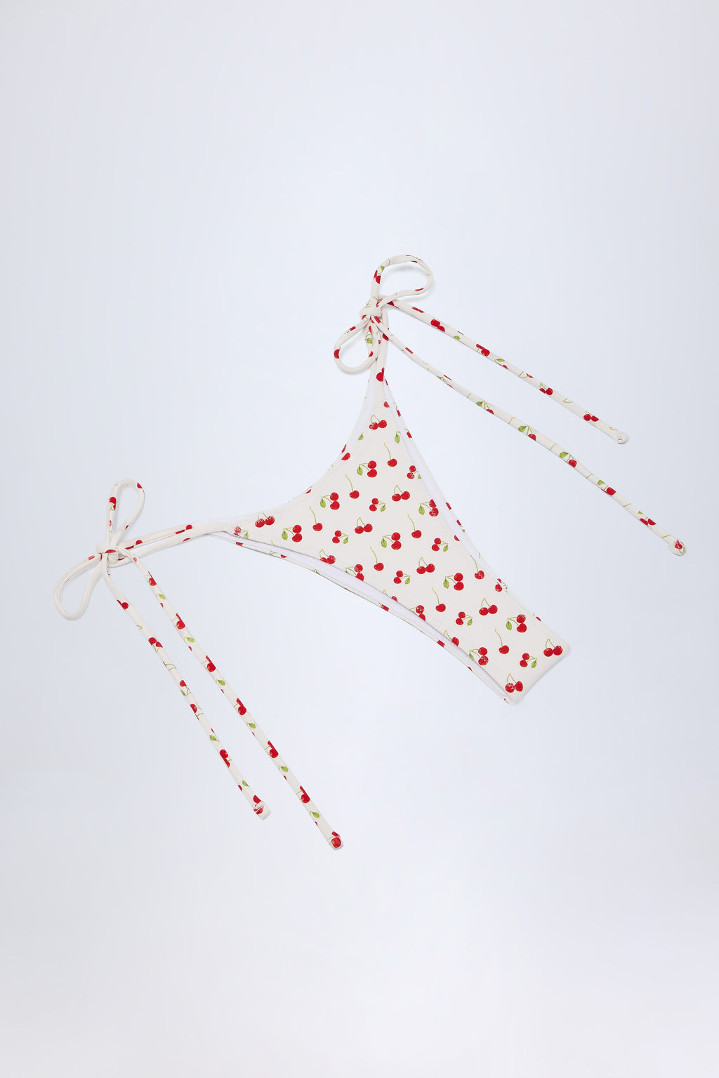 Chic Side-Tie Cheeky Bikini Bottoms in Cherry Print