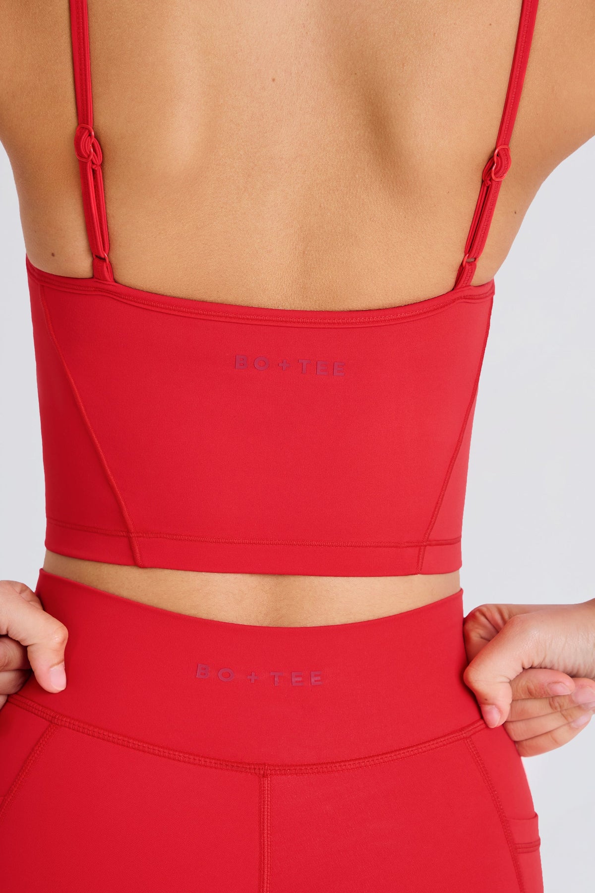 Chic Soft Active Layered Cropped Tank Top in Strawberry