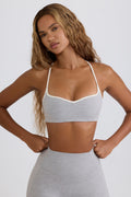 Chic Soft Active Sweetheart-Neck Sports Bra in Grey Marl