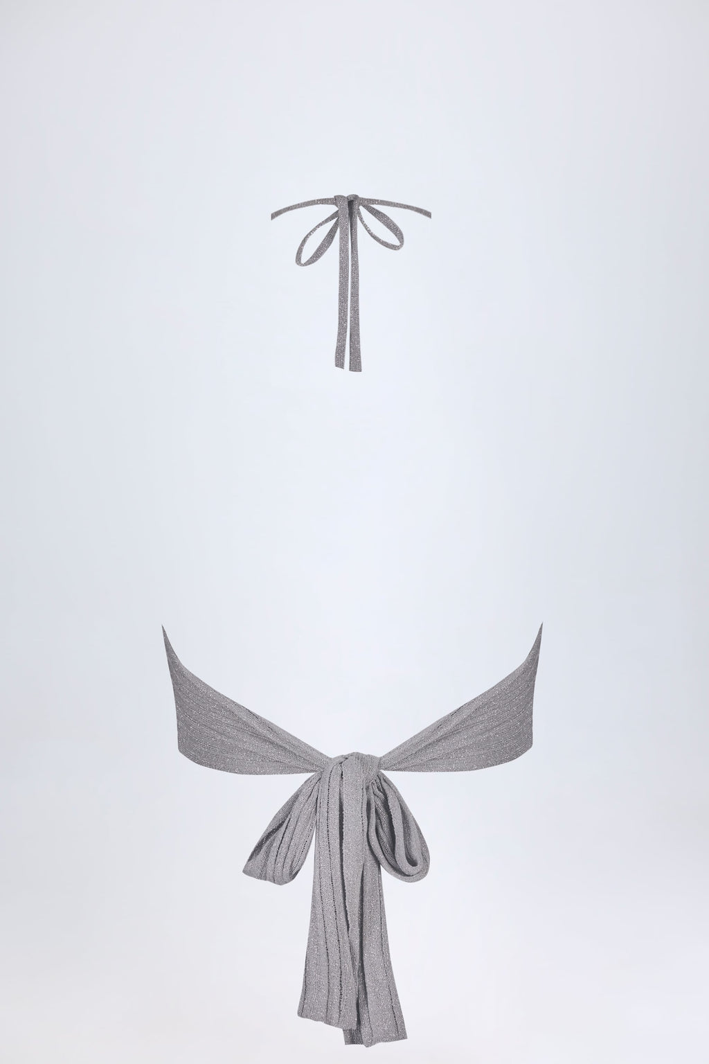 Chic Plunge Halterneck Crop Top in Silver