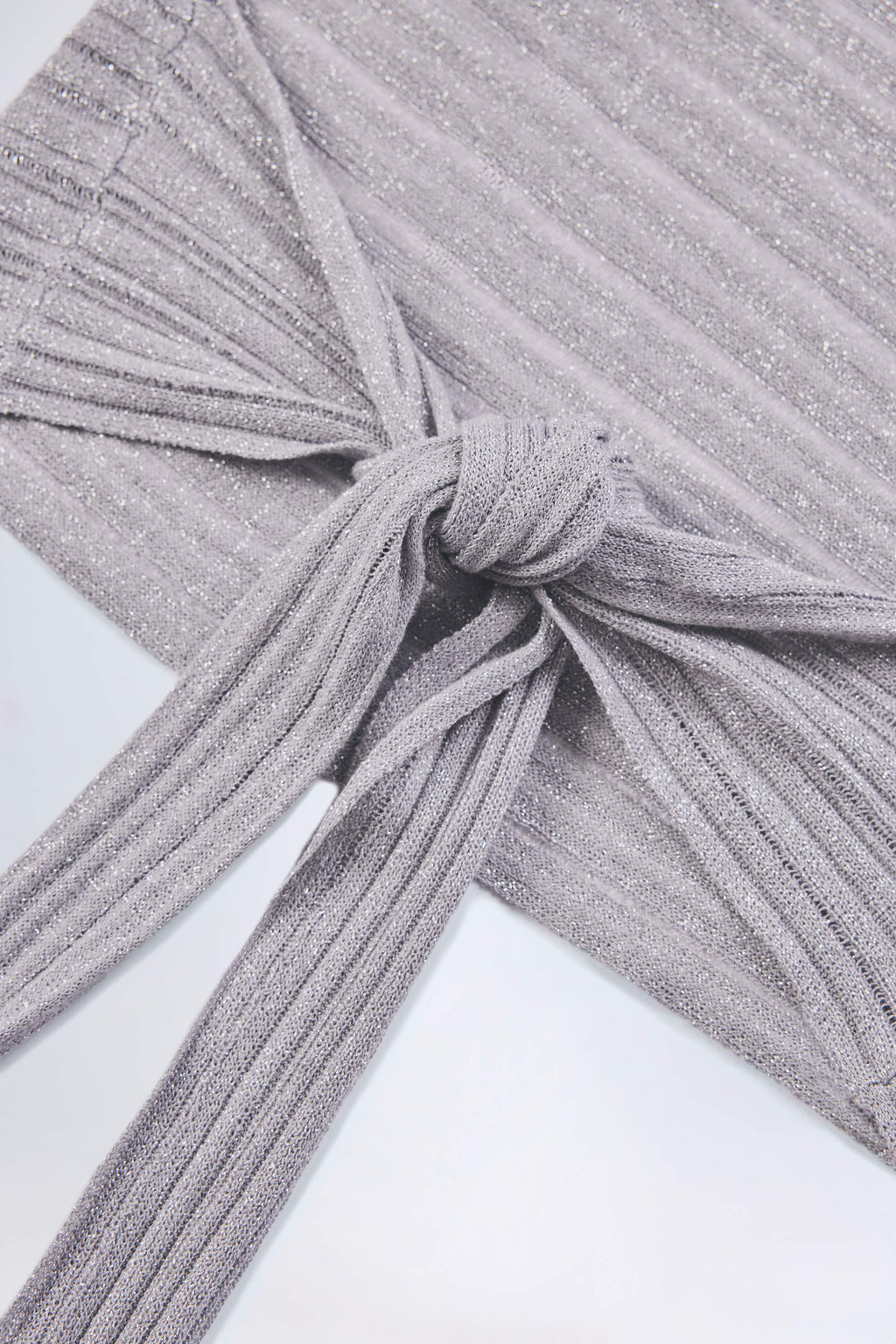 Chic Plunge Halterneck Crop Top in Silver