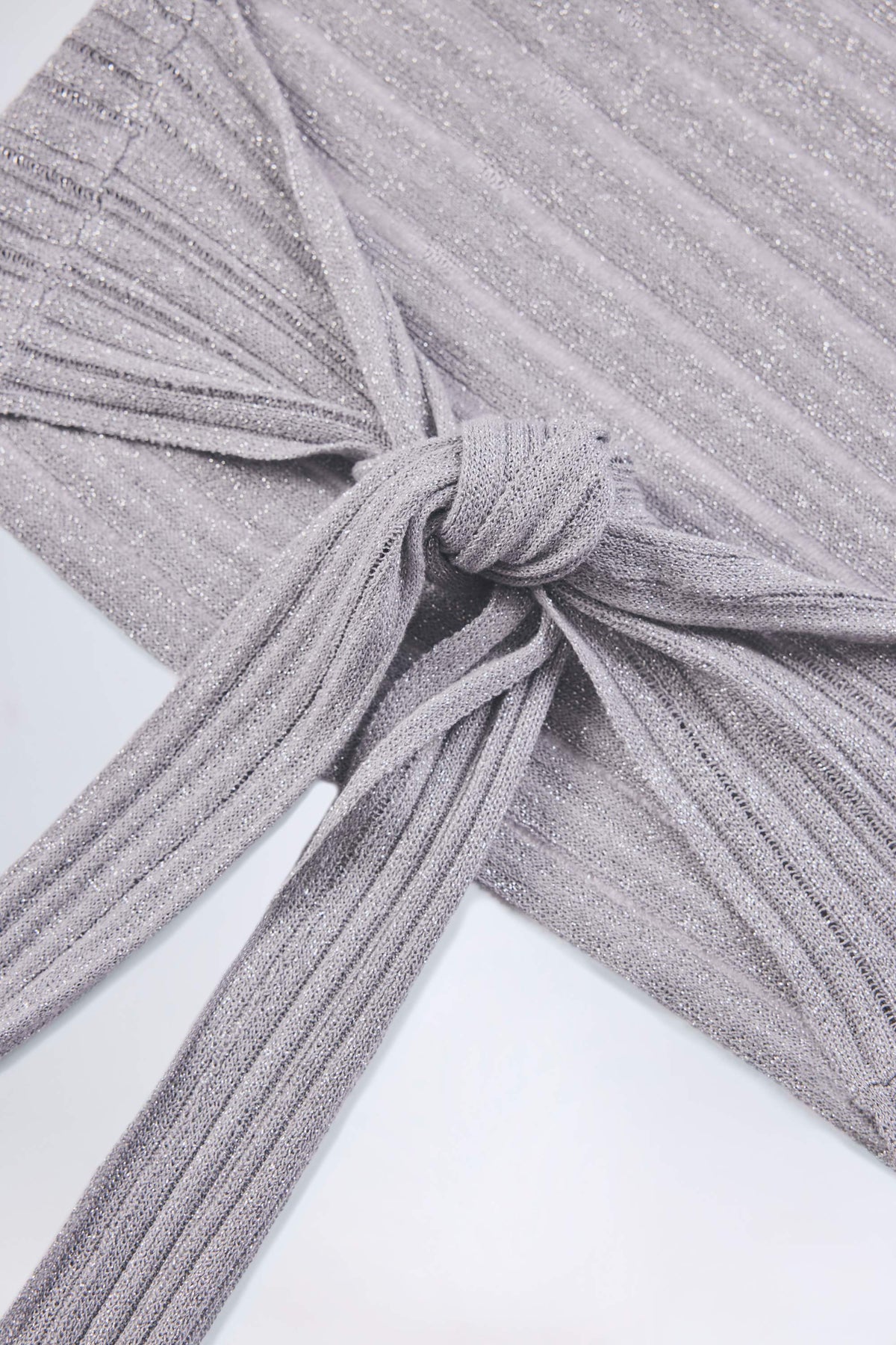 Chic Plunge Halterneck Crop Top in Silver