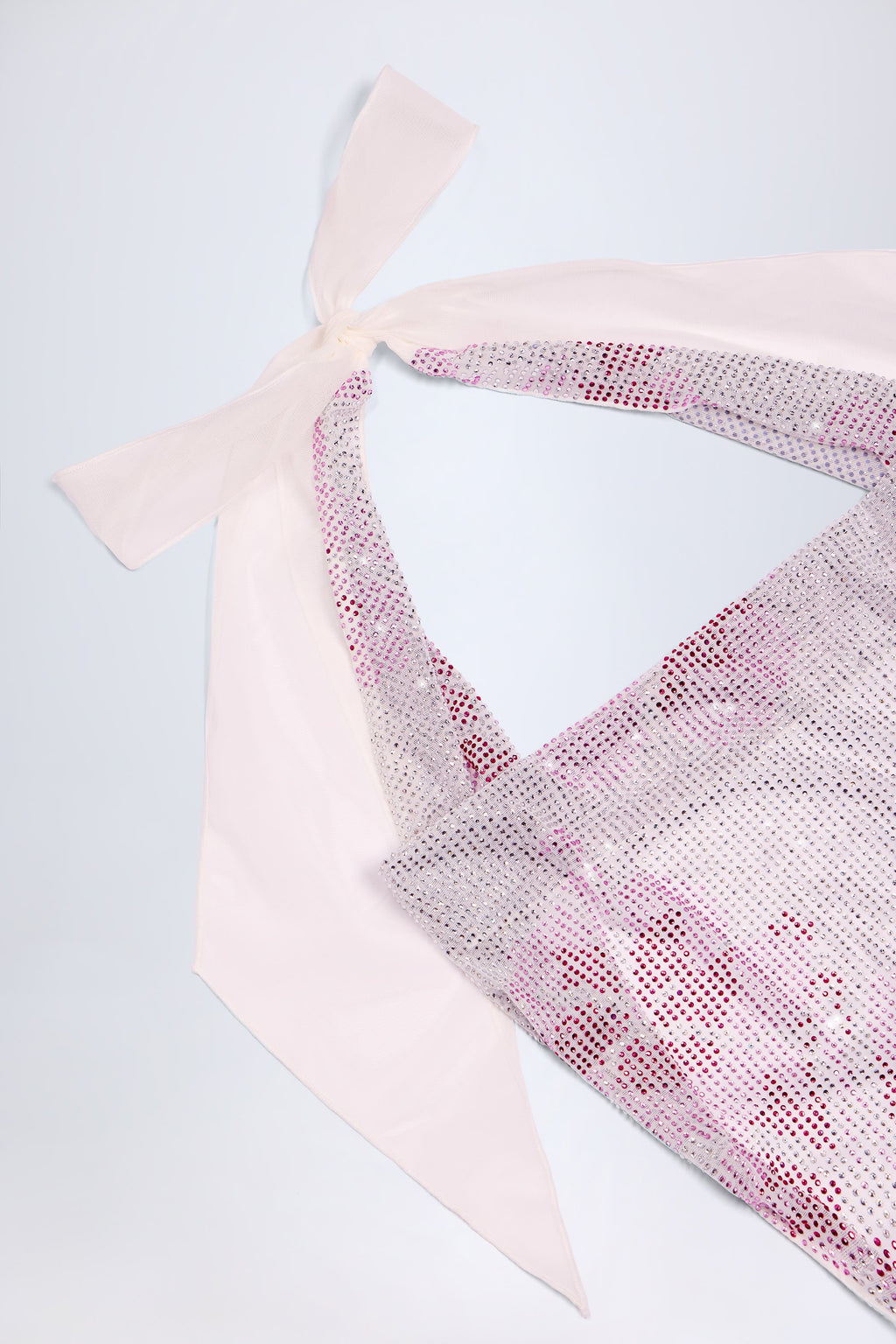 Chic Embellished Cowl-Neck Maxi Dress in Pink White Hotfix