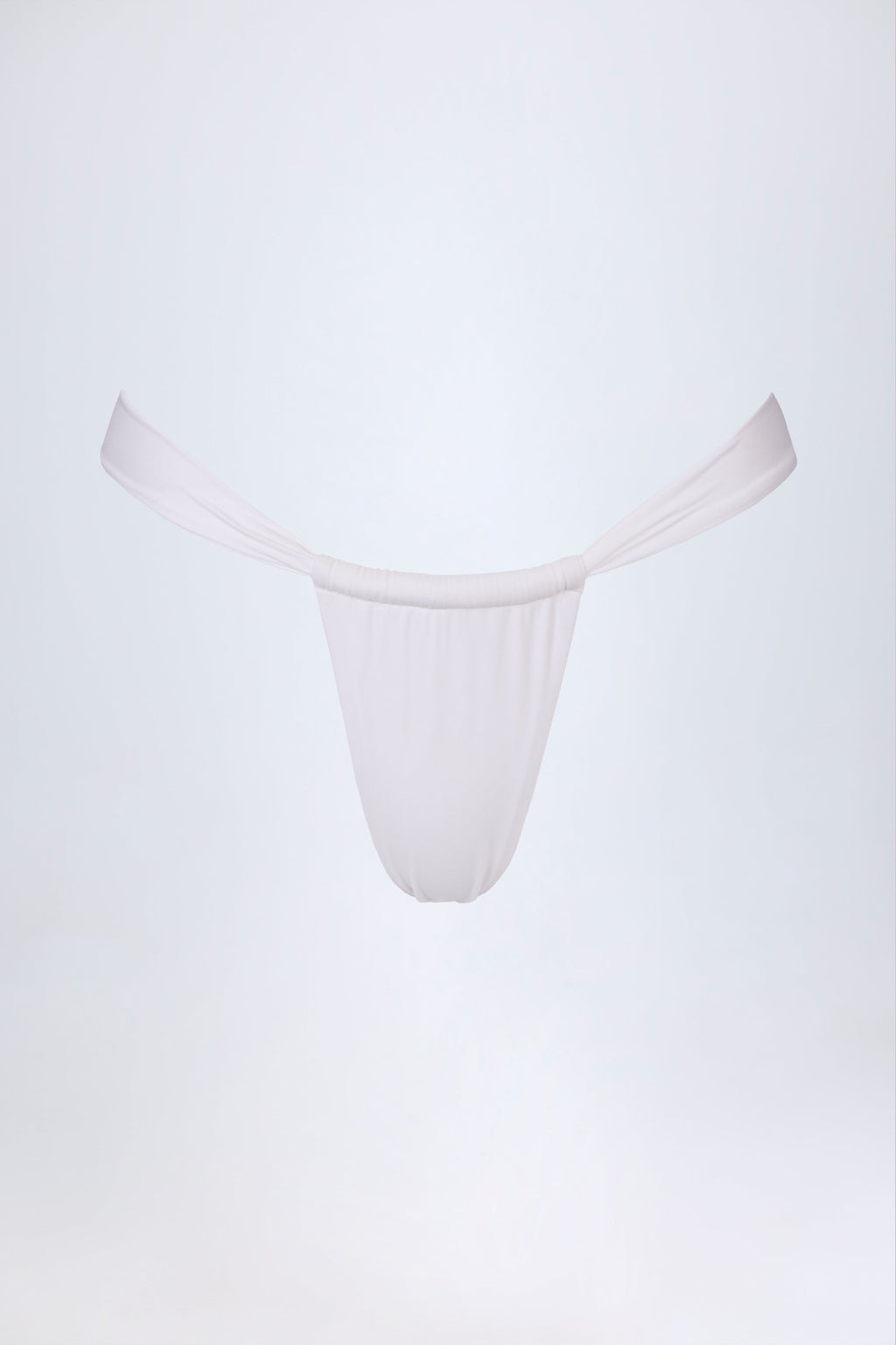 Chic Ruched Thong Bikini Bottoms in White