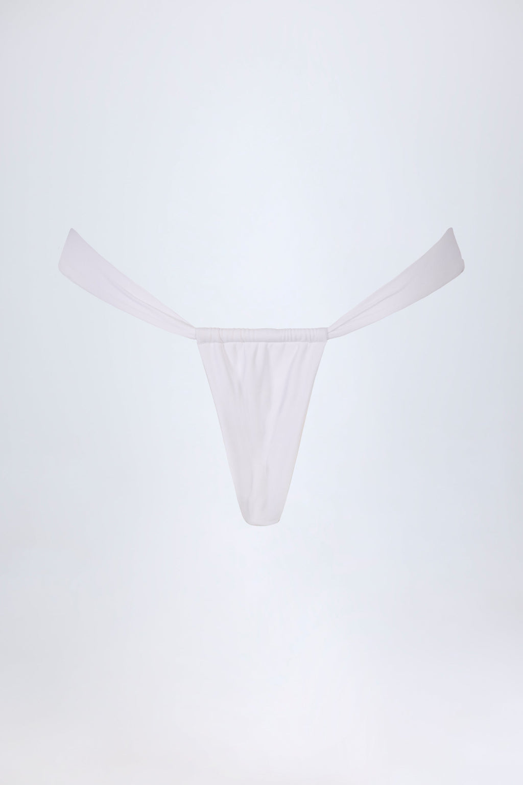 Chic Ruched Thong Bikini Bottoms in White