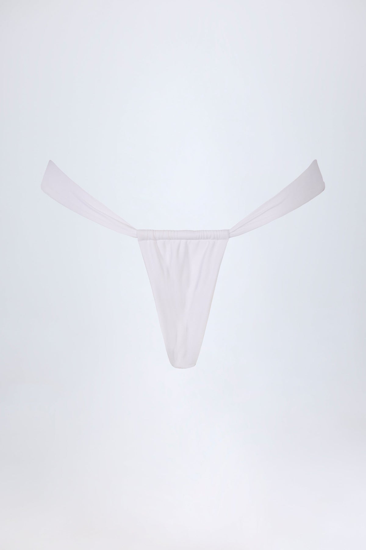 Chic Ruched Thong Bikini Bottoms in White
