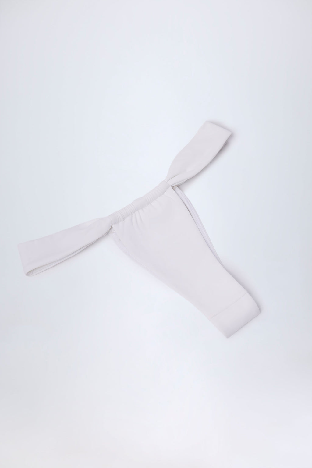 Chic Ruched Thong Bikini Bottoms in White