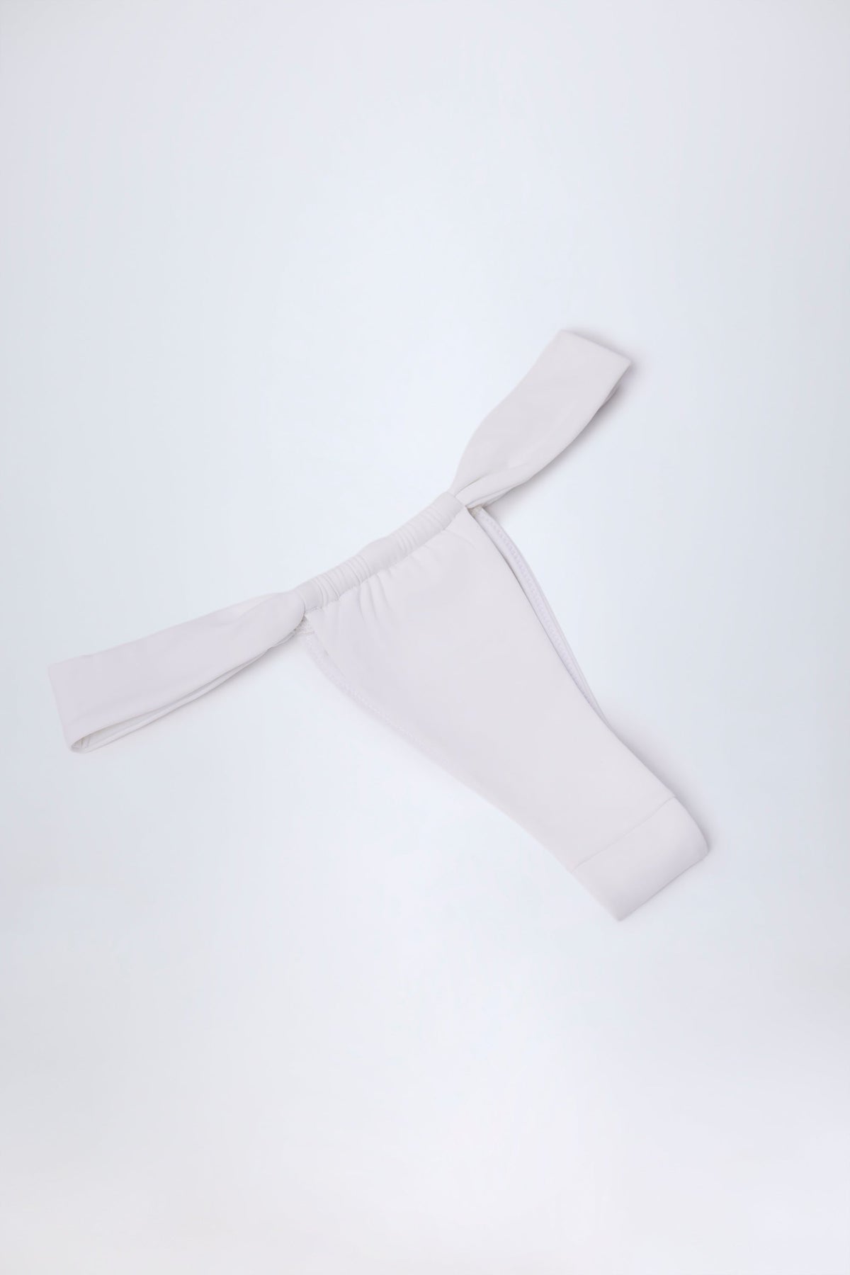 Chic Ruched Thong Bikini Bottoms in White