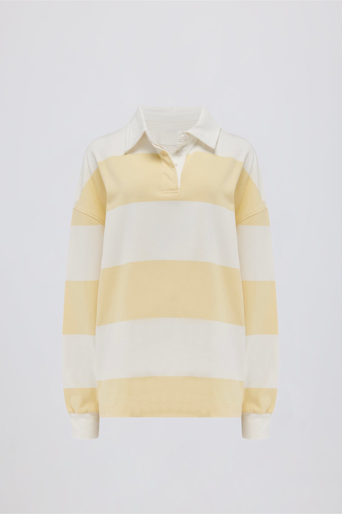 Chic Striped Oversized Long-Sleeve T-Shirt in Lemon