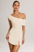 Chic Modal Asymmetric A-Line Mini Dress in Ivory