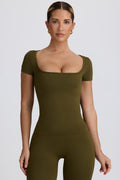 Chic Super Sculpt Seamless T-Shirt in Dark Green