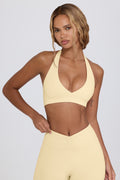 Chic Brushed Jersey V-Neck Sports Bra in Lemon Marl