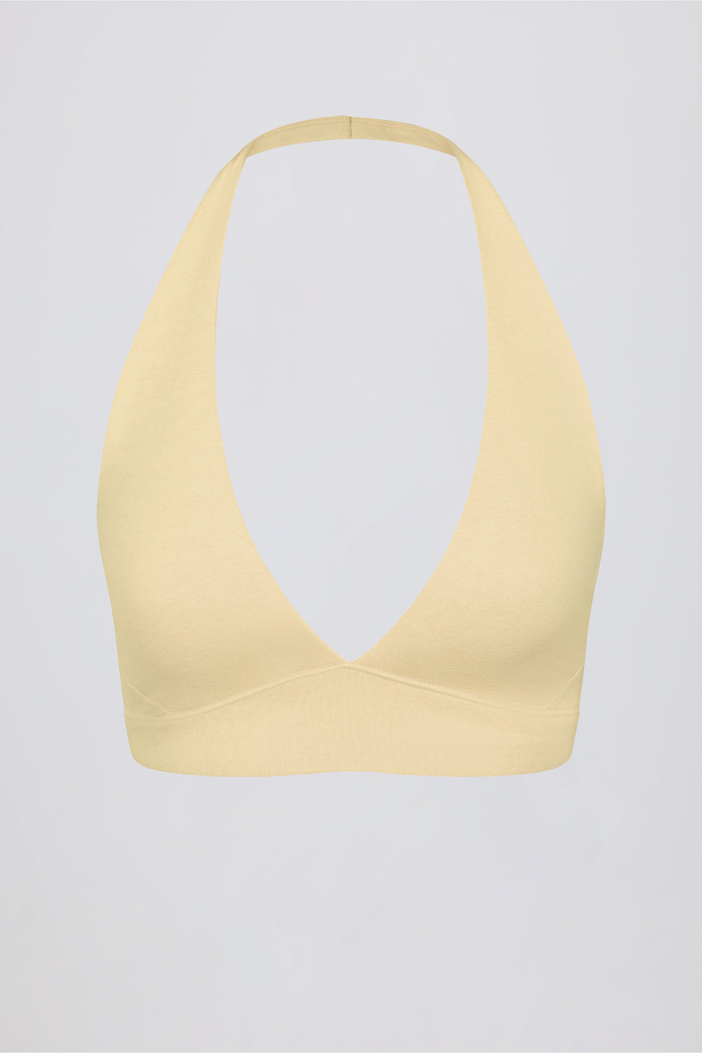 Chic Brushed Jersey V-Neck Sports Bra in Lemon Marl