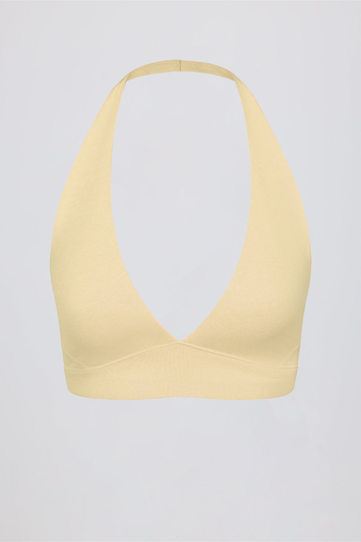 Chic Brushed Jersey V-Neck Sports Bra in Lemon Marl