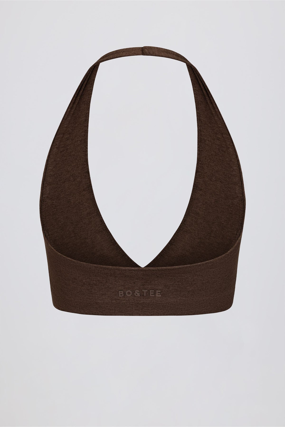 Chic Brushed Jersey V-Neck Sports Bra in Pecan Marl