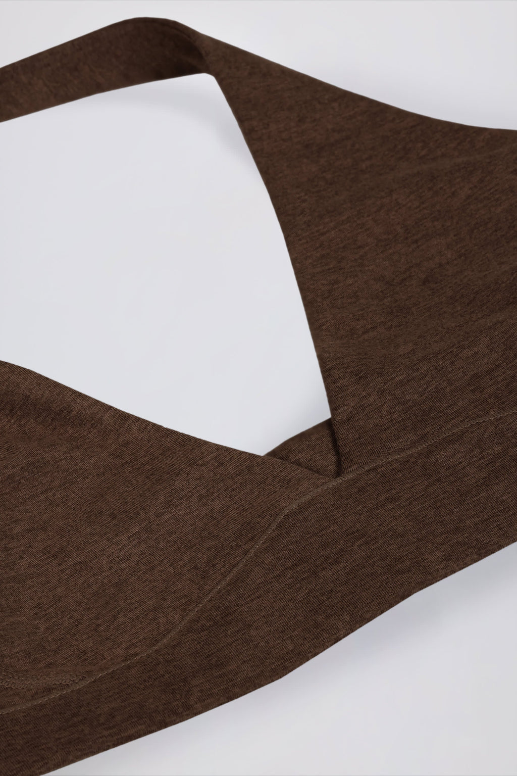 Chic Brushed Jersey V-Neck Sports Bra in Pecan Marl