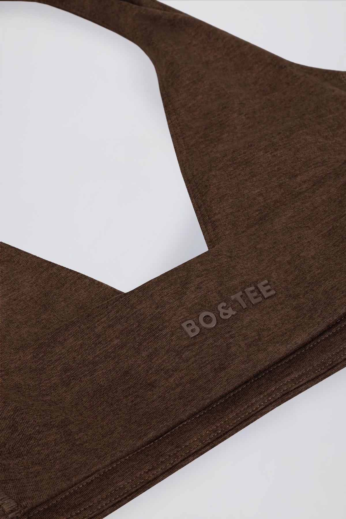 Chic Brushed Jersey V-Neck Sports Bra in Pecan Marl