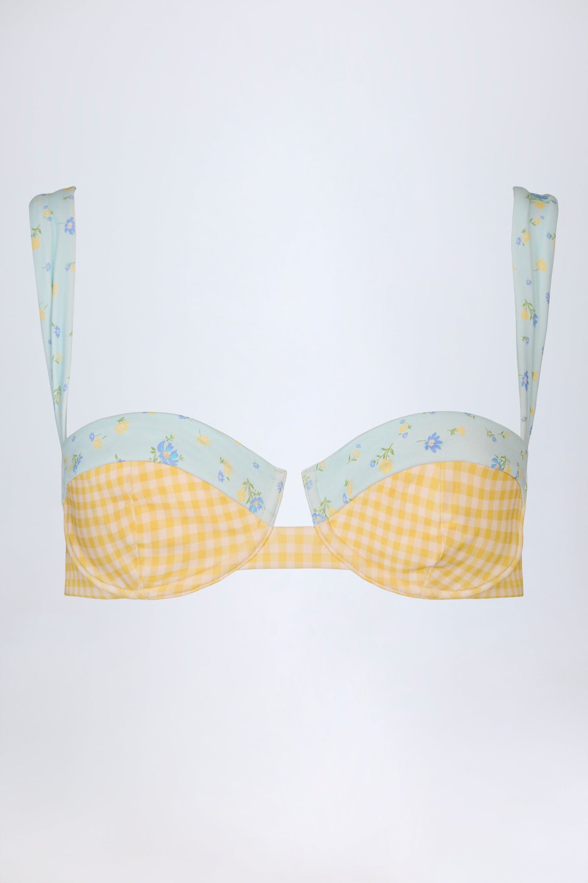 Chic Underwired Balconette Bikini Top in Yellow Gingham