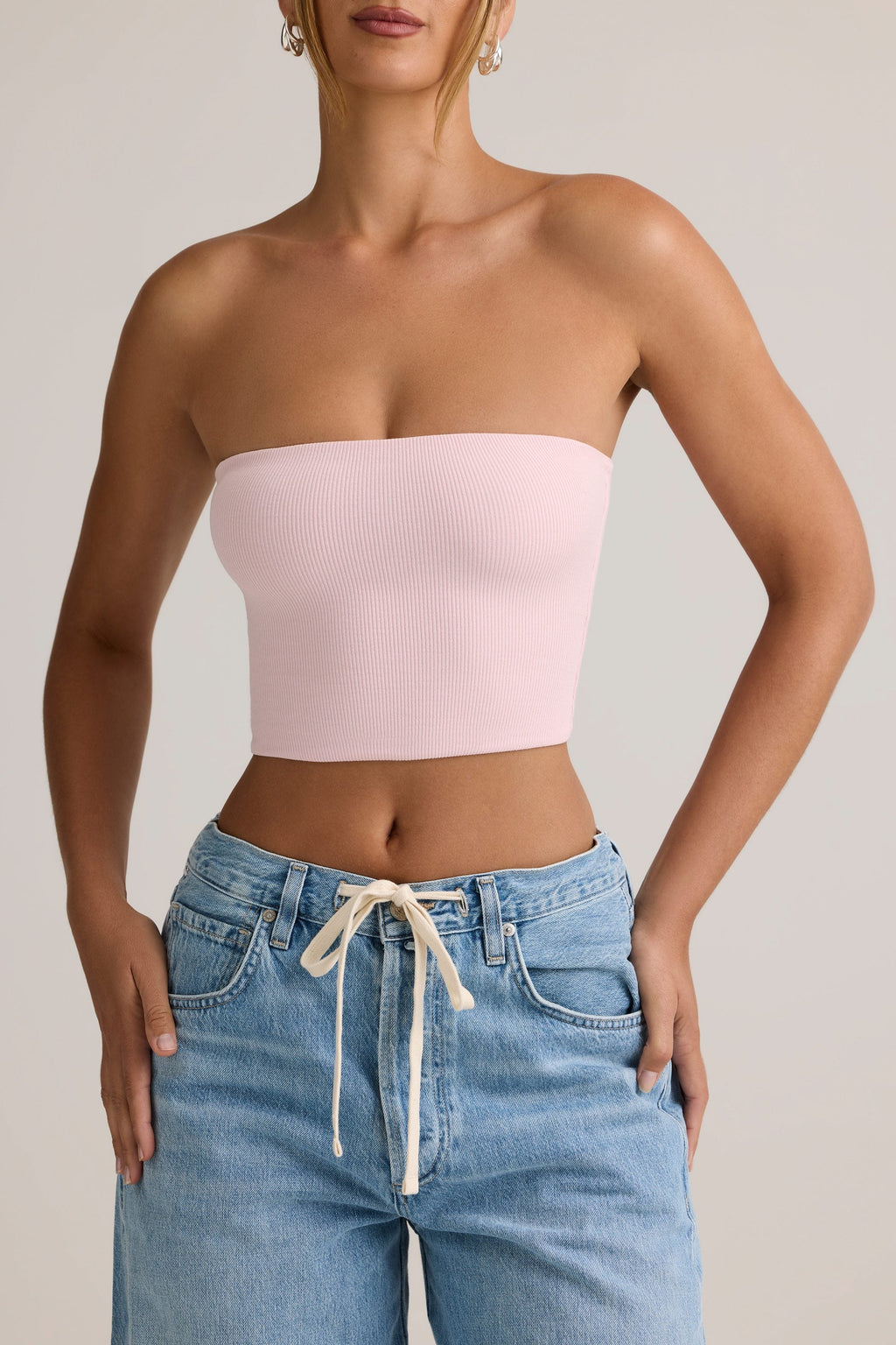 Chic Modal Strapless Crop Top in Candyfloss Pink