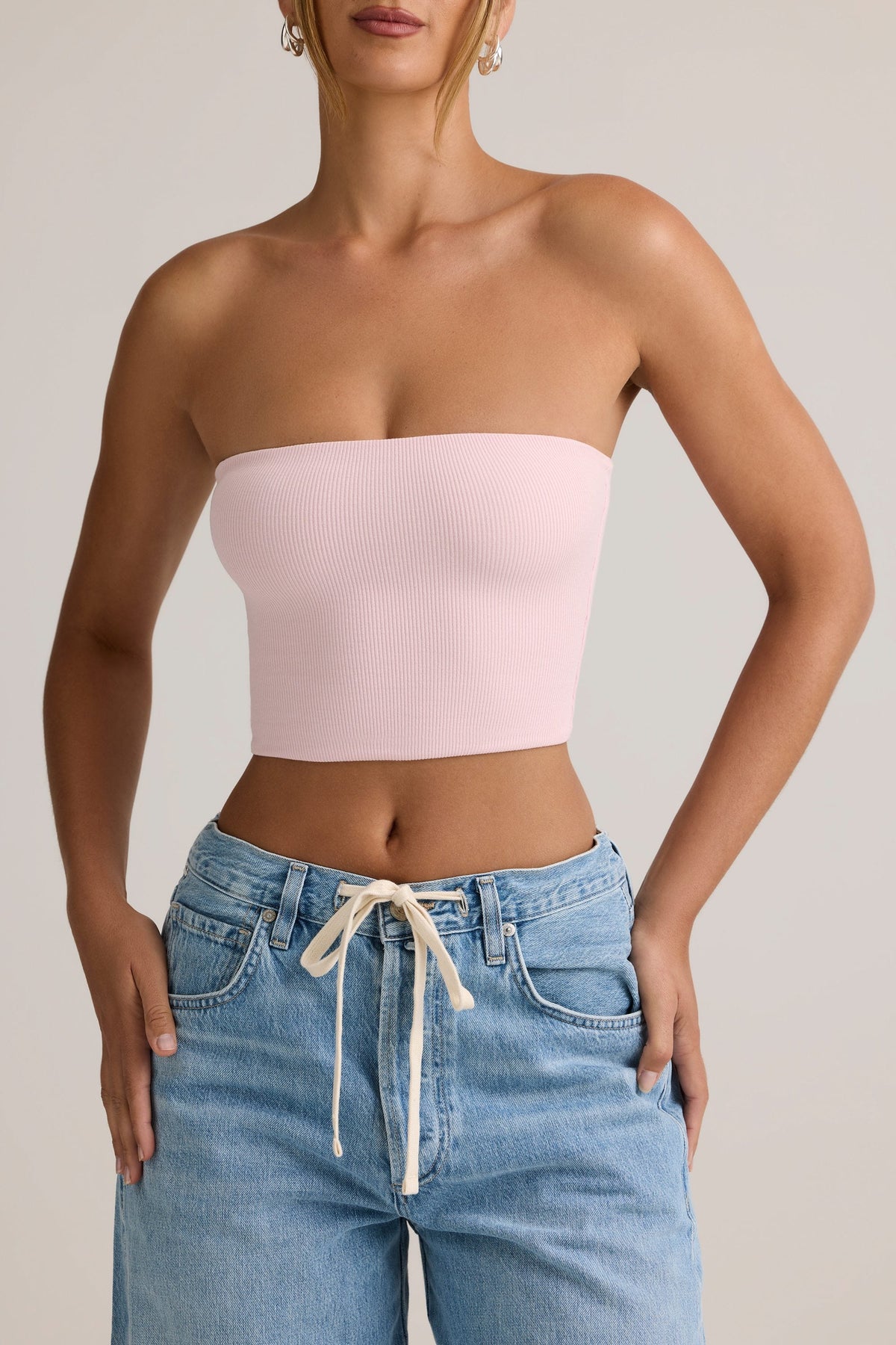 Chic Modal Strapless Crop Top in Candyfloss Pink