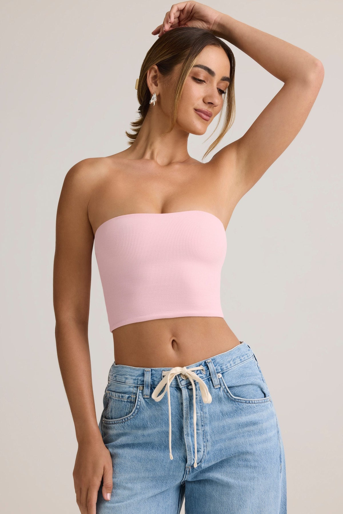 Chic Modal Strapless Crop Top in Candyfloss Pink