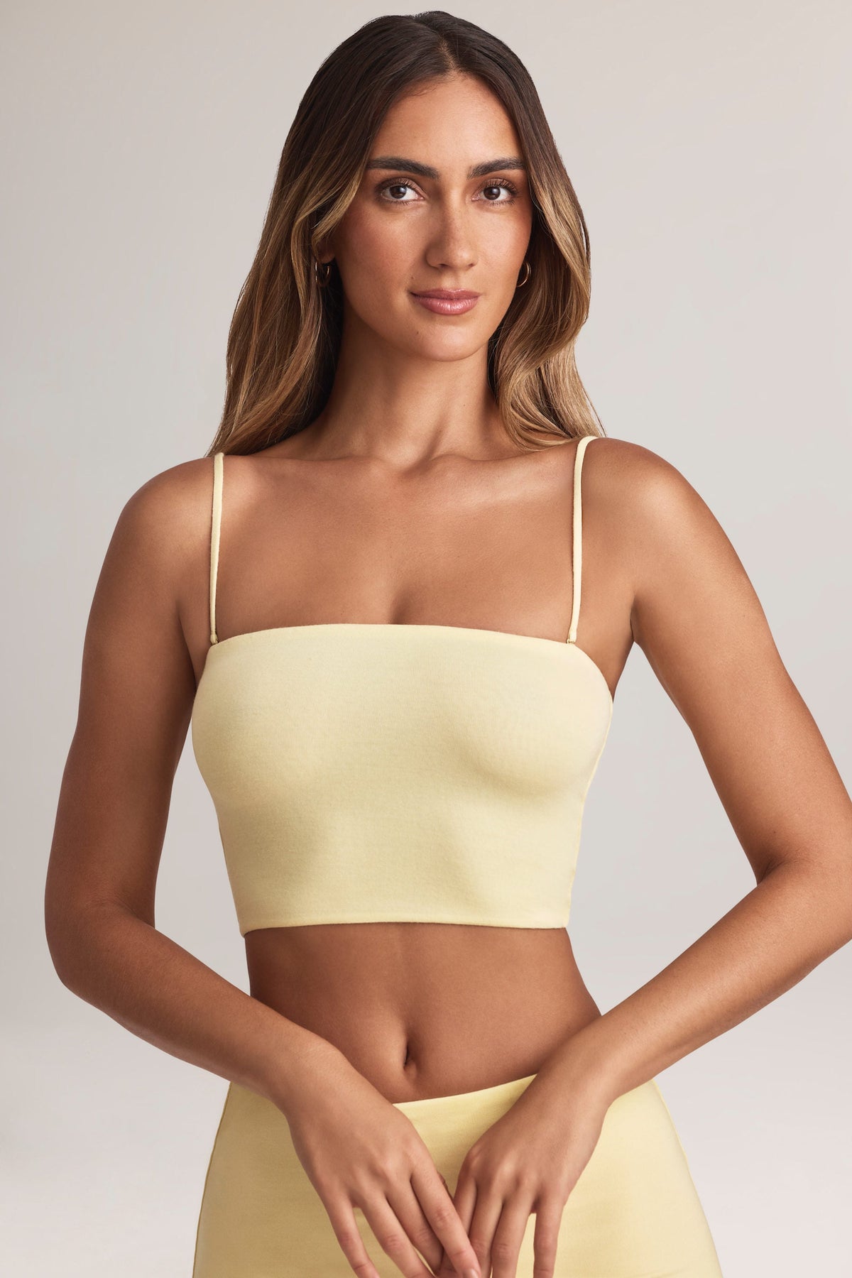 Chic Modal Strapless Crop Top in Lemon